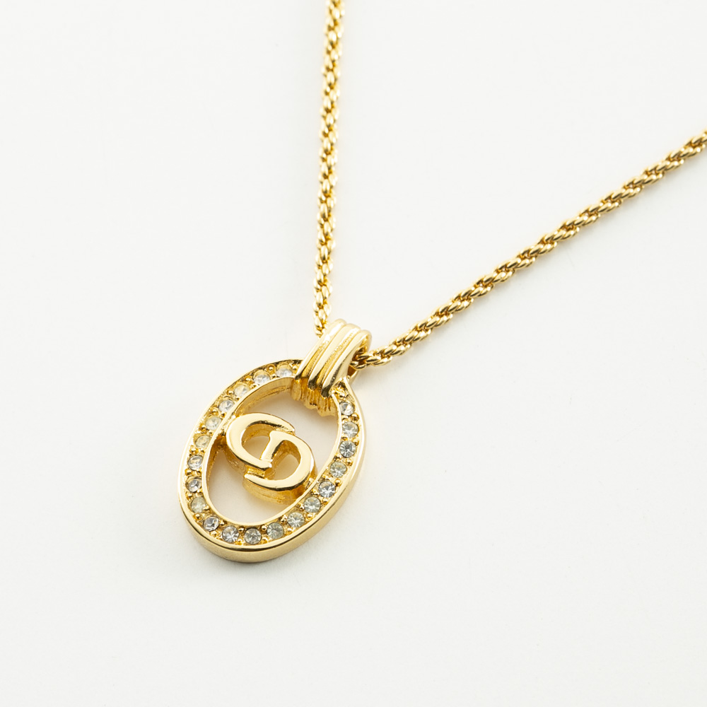 【ヴィンテージ・中古】ディオール DIOR CDオーバルラインストーンネックレス【FITHOUSE ONLINE SHOP】