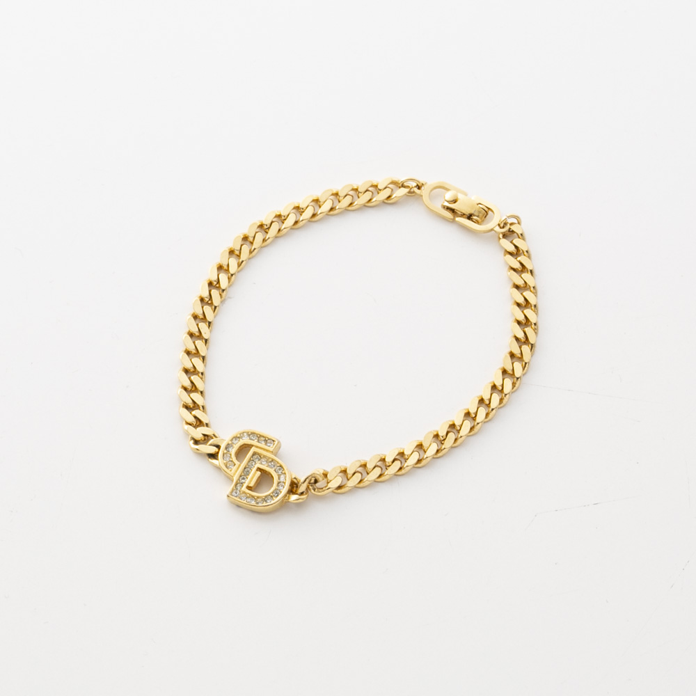 【ヴィンテージ・中古】ディオール DIOR CDストーン太チェーンブレスレット【FITHOUSE ONLINE SHOP】