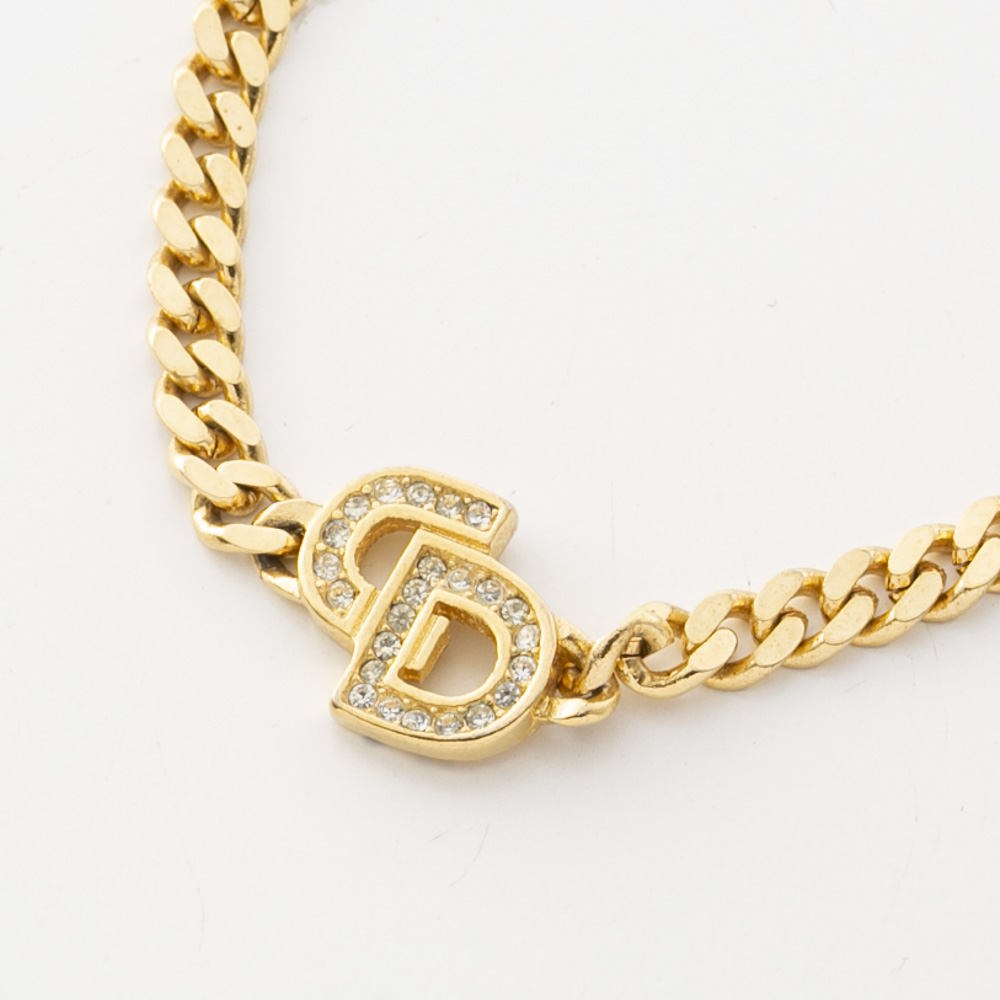 【ヴィンテージ・中古】ディオール DIOR CDストーン太チェーンブレスレット【FITHOUSE ONLINE SHOP】