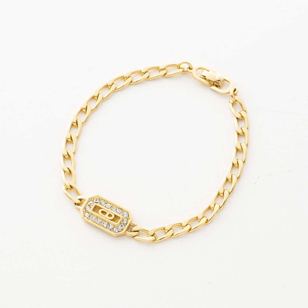 【ヴィンテージ・中古】ディオール DIOR プレートCDストーン付きブレスレット【FITHOUSE ONLINE SHOP】
