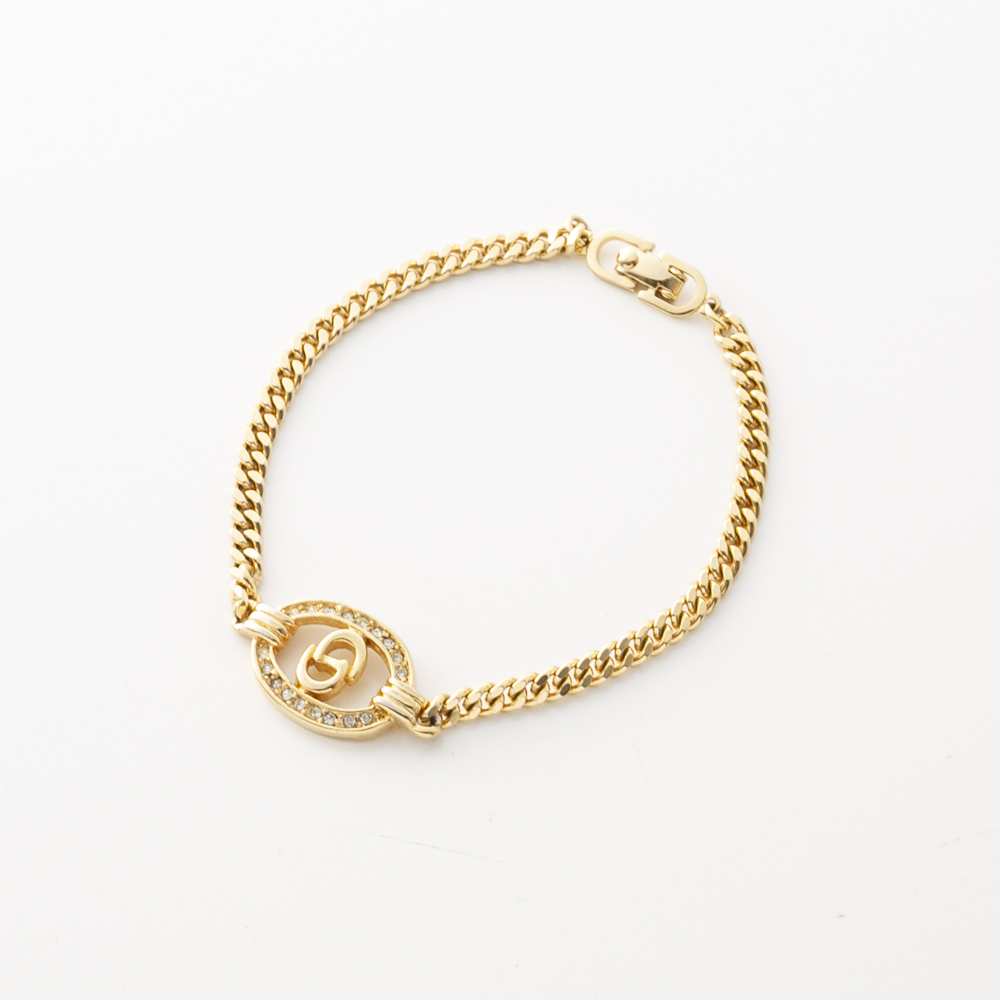 【ヴィンテージ・中古】ディオール DIOR CDオーバルラインストーンブレスレット【FITHOUSE ONLINE SHOP】