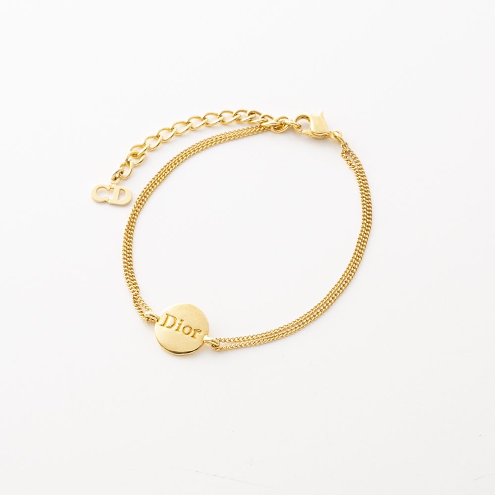 【ヴィンテージ・中古】ディオール DIOR ロゴ丸プレートブレスレット【FITHOUSE ONLINE SHOP】