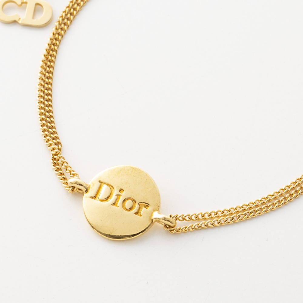 【ヴィンテージ・中古】ディオール DIOR ロゴ丸プレートブレスレット【FITHOUSE ONLINE SHOP】