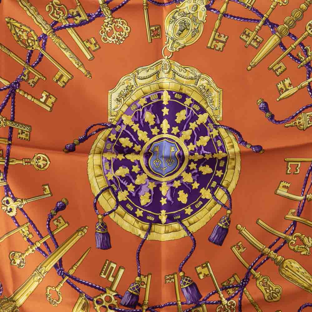 ヴィンテージ・中古】エルメス HERMES カレ90 シルクスカーフ 鍵柄 