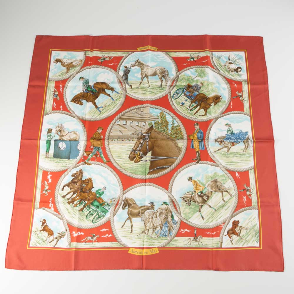 ヴィンテージ・中古】エルメス HERMES カレ90 シルクスカーフ Auteuil 