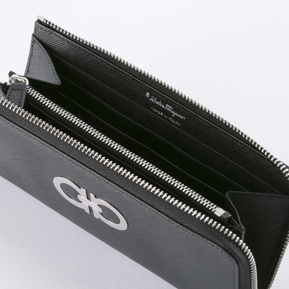 salvatoreferragamo フェラガモ ガンチーニL字ファスナー長 B950-568989/NERO ブラック【FITHOUSE ONLINE SHOP】