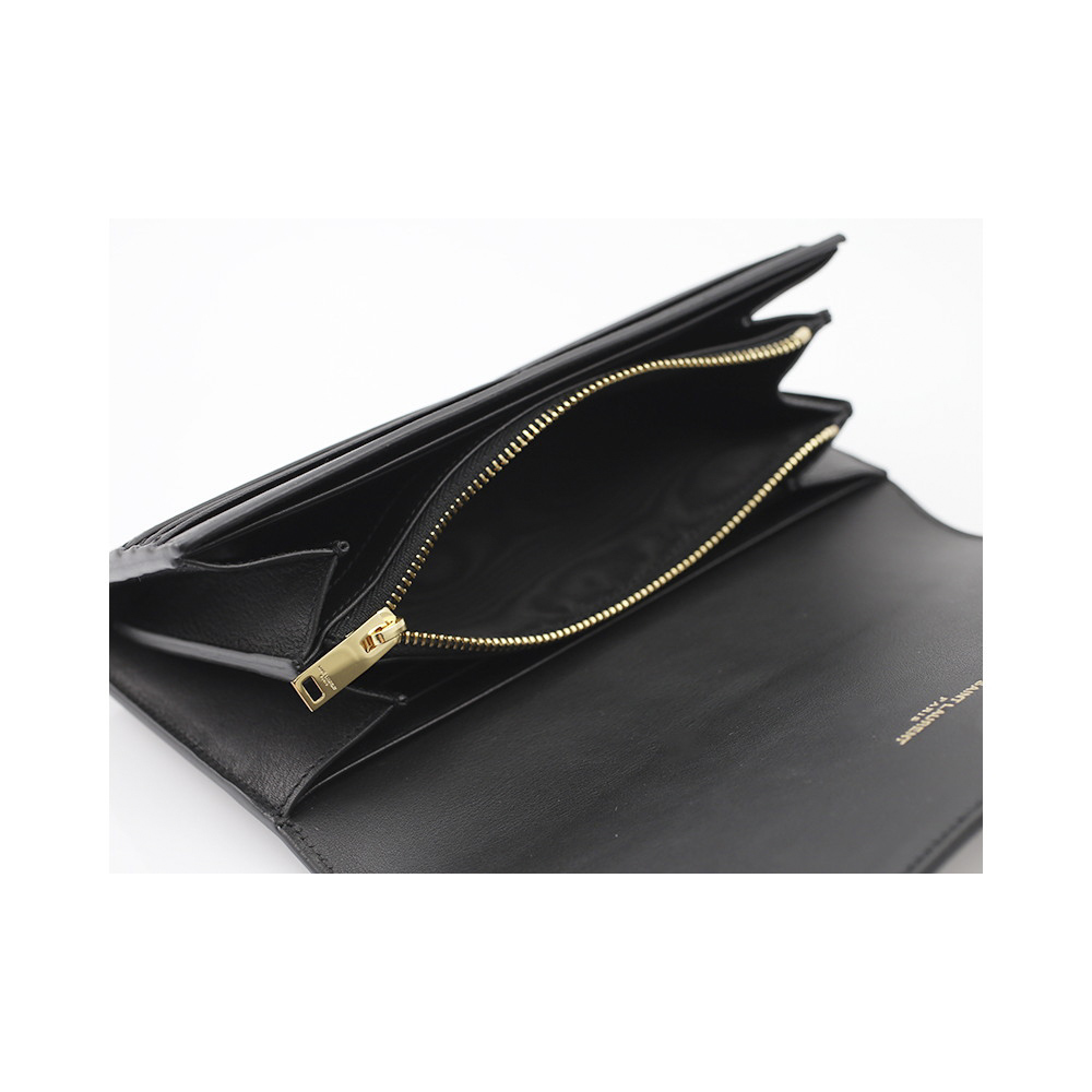 サンローラン【Saint Laurent】財布 長財布　414567BJ50J 1000G  YSL LINEカーフ長財布 レディース　ブラック【FITHOUSE ONLINE SHOP】