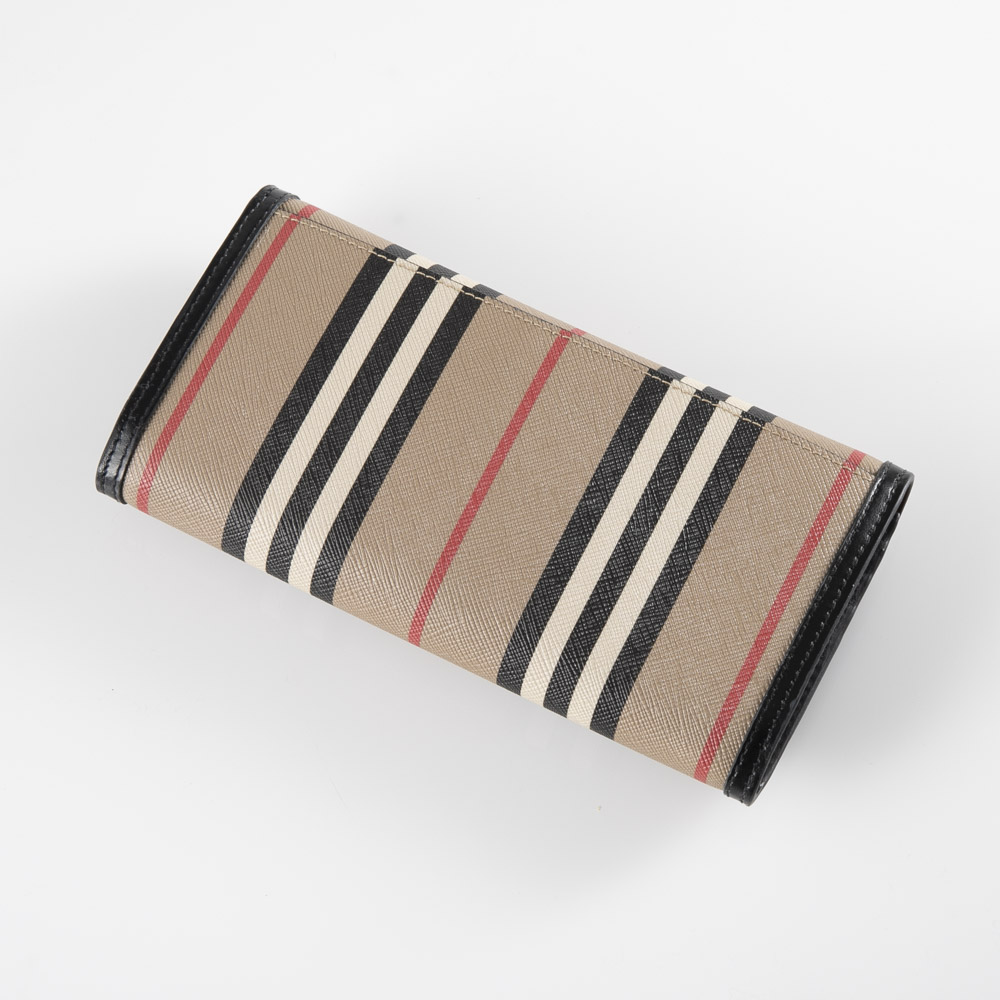 バーバリー BURBERRY 長財布 アイコンストライフEキャンパス&レザー長 ...