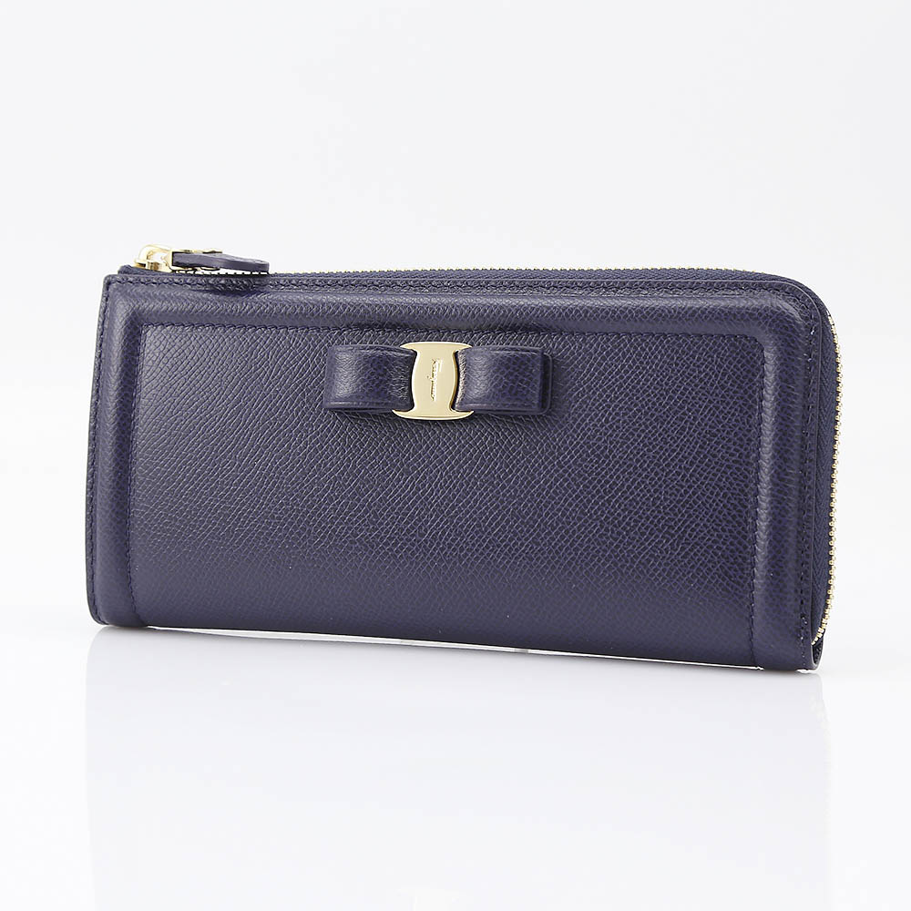salvatoreferragamo フェラガモ VARAリボンFRENCH L字F長 C907-0673725/OX.BL81 ネイビーブルー【FITHOUSE ONLINE SHOP】