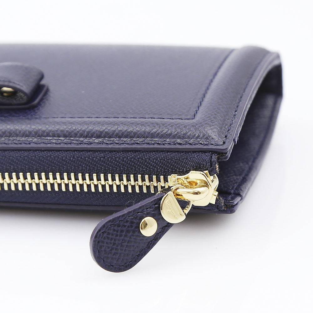 salvatoreferragamo フェラガモ VARAリボンFRENCH L字F長 C907-0673725/OX.BL81 ネイビーブルー【FITHOUSE ONLINE SHOP】