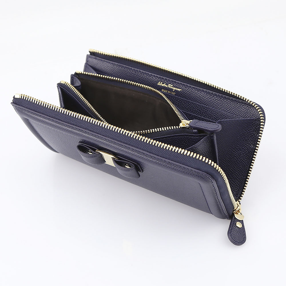 salvatoreferragamo フェラガモ VARAリボンFRENCH L字F長 C907-0673725/OX.BL81 ネイビーブルー【FITHOUSE ONLINE SHOP】