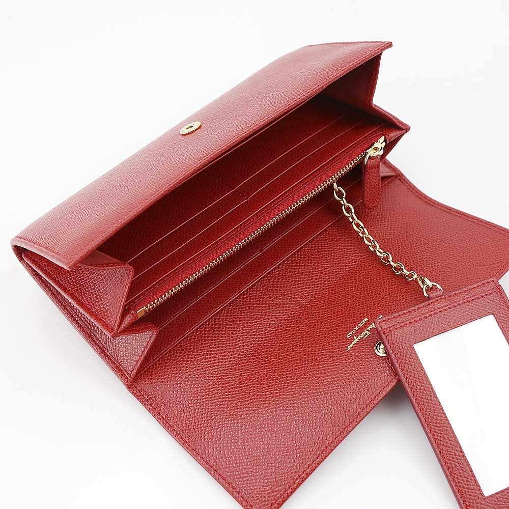 salvatoreferragamo フェラガモ Wガンチーロゴ小長F+パス付 D149-0683259/LI.ST83 レッド【FITHOUSE ONLINE SHOP】