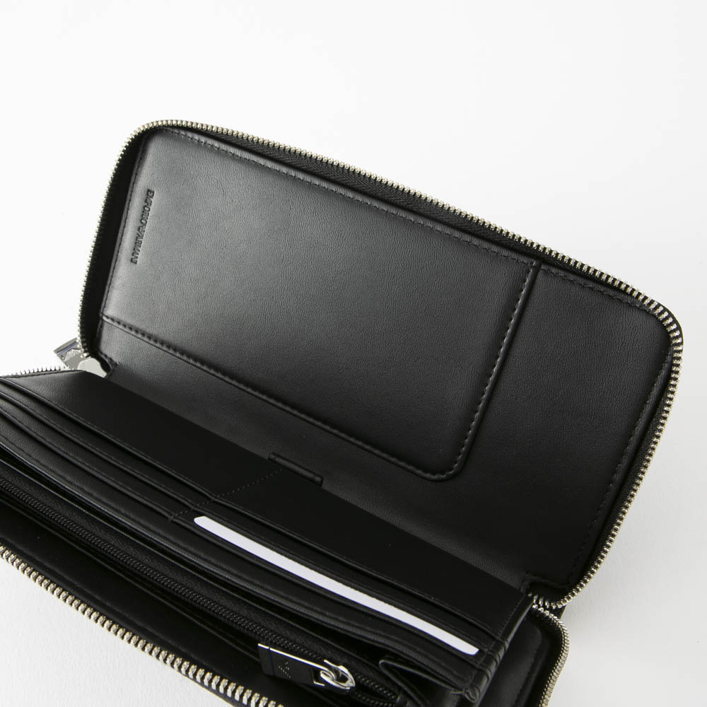 【10％OFFクーポン対象商品】エンポリオアルマーニ EMPORIO ARMANI PLAIN PVC イーグルプレートラウンド長財布 Y4R169YLA0E【FITHOUSE ONLINE SHOP】