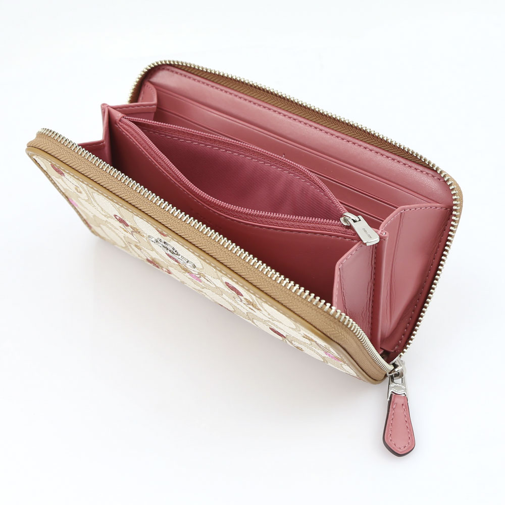 COACH OUTLET コーチアウトレット アウトラインシグネチェリーラウンド長財布 F31563/SV/TZ ベージュ／コンビ【FITHOUSE ONLINE SHOP】