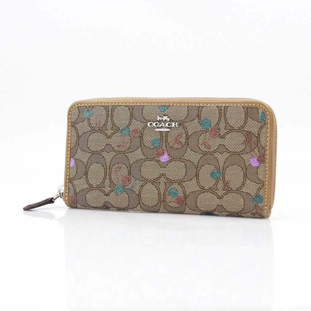 COACH OUTLET コーチアウトレット アウトラインシグネチェリーラウンド長財布 F31563/SVE7V ブラウン【FITHOUSE ONLINE SHOP】