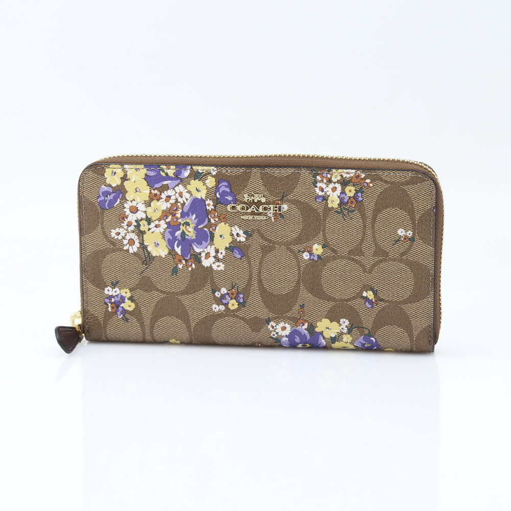 COACH OUTLET コーチアウトレット シグネメドレーブーケラウンド長財布  F31572/IME7V ベージュ／コンビ【FITHOUSE ONLINE SHOP】