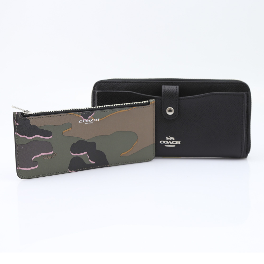 COACH OUTLET コーチアウトレット クロスグレインワイルドカモラウンド長財布 F32154/SV/EZ ブラック／コンビ【FITHOUSE ONLINE SHOP】
