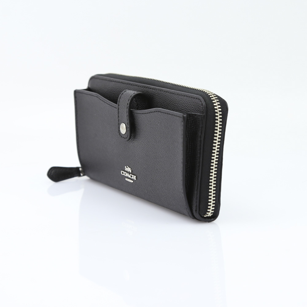 COACH OUTLET コーチアウトレット クロスグレインワイルドカモラウンド長財布 F32154/SV/EZ ブラック／コンビ【FITHOUSE ONLINE SHOP】