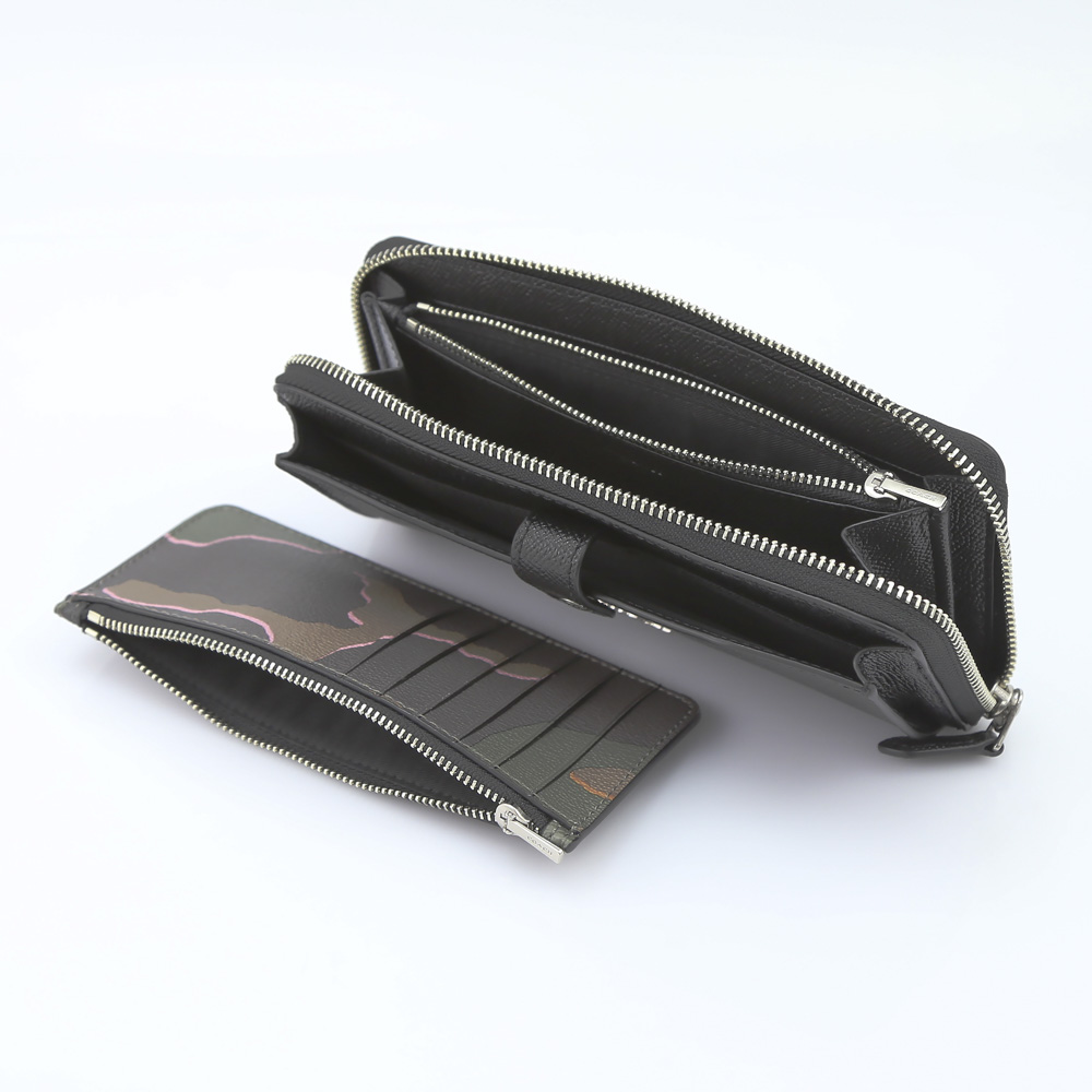 COACH OUTLET コーチアウトレット クロスグレインワイルドカモラウンド長財布 F32154/SV/EZ ブラック／コンビ【FITHOUSE ONLINE SHOP】