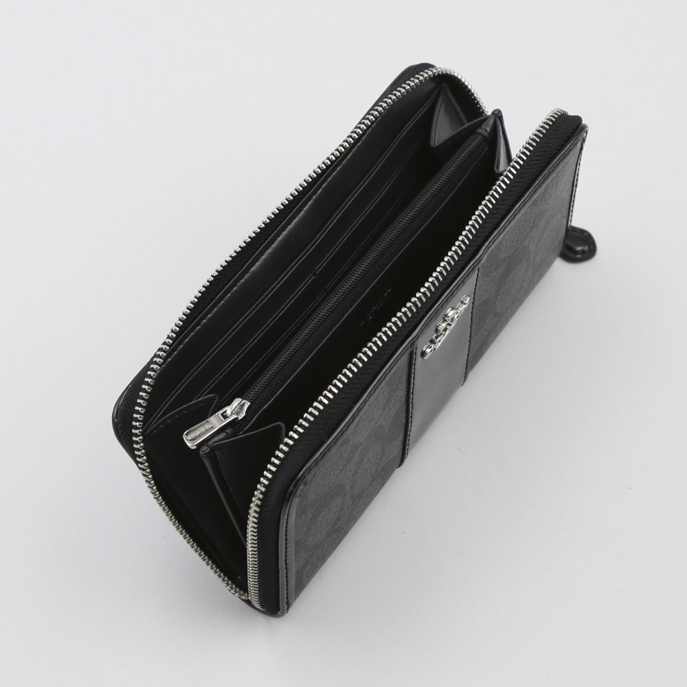 COACH OUTLET コーチアウトレット パテントシグネチャーラウンド長財布 F35443/SVDK6 グレー／ブラック【FITHOUSE ONLINE SHOP】