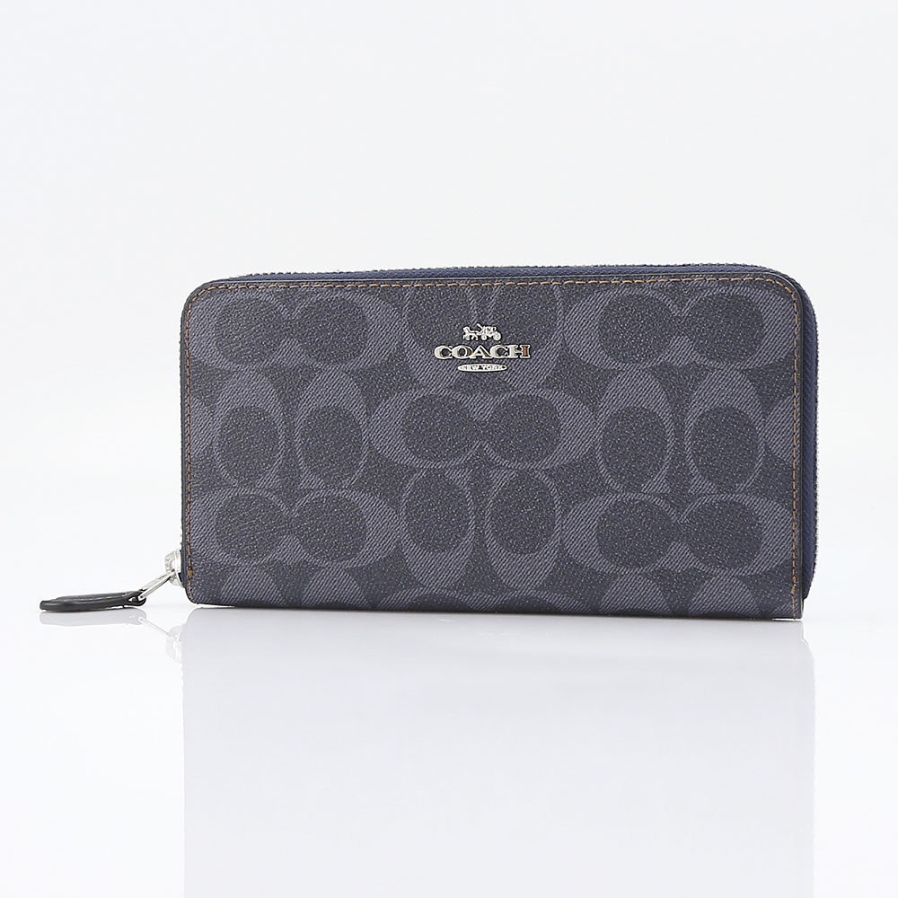 COACH OUTLET コーチアウトレット シグネチャーデニムラウンド長財布 F57665/SV/DE ネイビーブルー【FITHOUSE ONLINE SHOP】