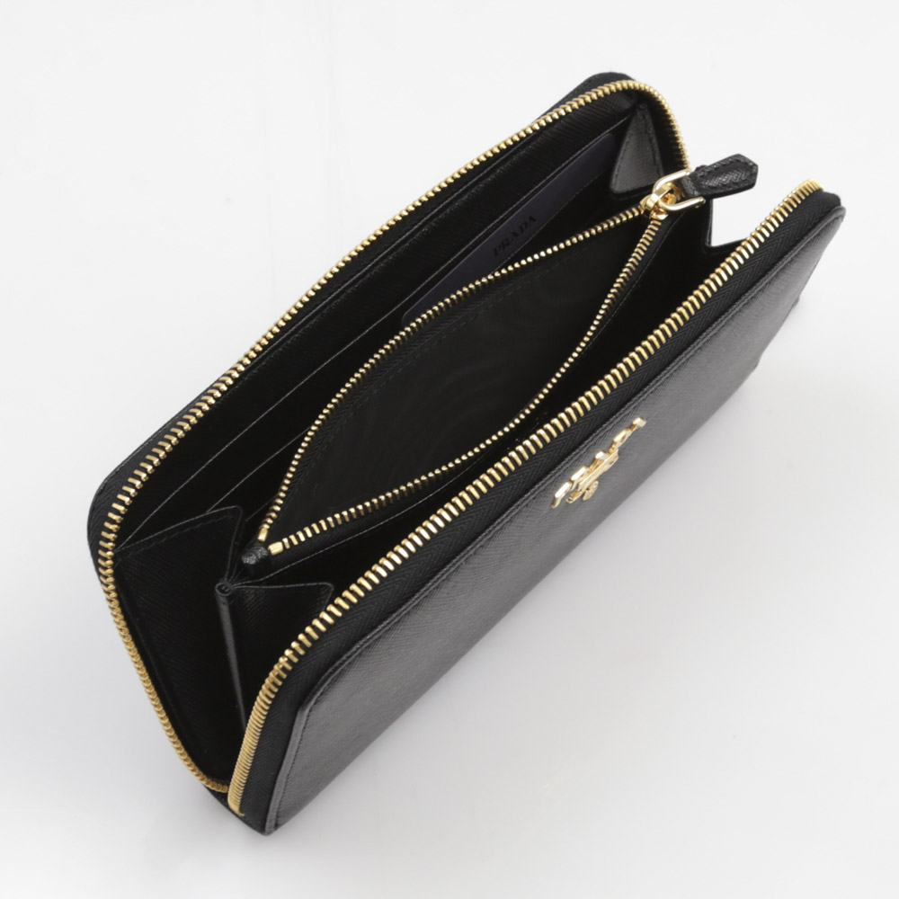 プラダ PRADA SAF.MET ORO サフィアーノメタルオロ ラウンド長財布 