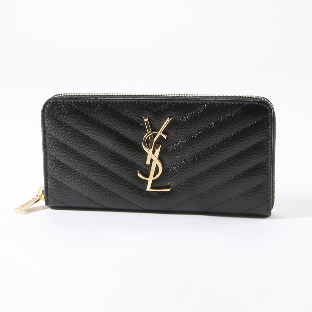 【大人気】サンローラン 長財布 ホワイト ゴールドロゴ YSL Vステッチ