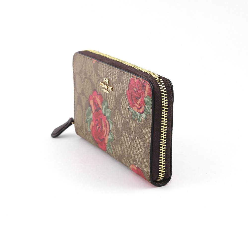 コーチアウトレット COACH OUTLET 長財布 シグネジャンボフローラルラウンド長財布 F39189 IMLLW ブラウン/レッド【FITHOUSE ONLINE SHOP】