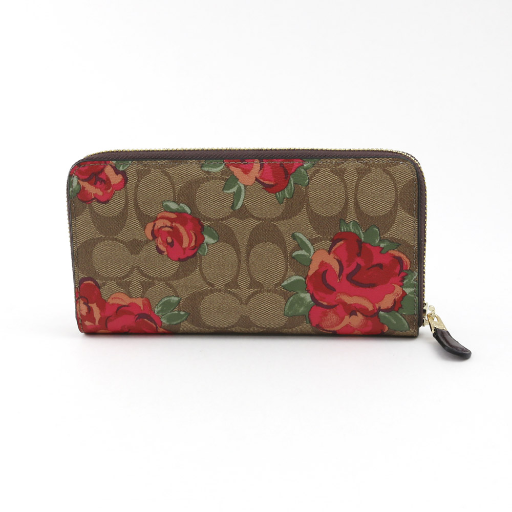 コーチアウトレット COACH OUTLET 長財布 シグネジャンボフローラルラウンド長財布 F39189 IMLLW ブラウン/レッド【FITHOUSE ONLINE SHOP】