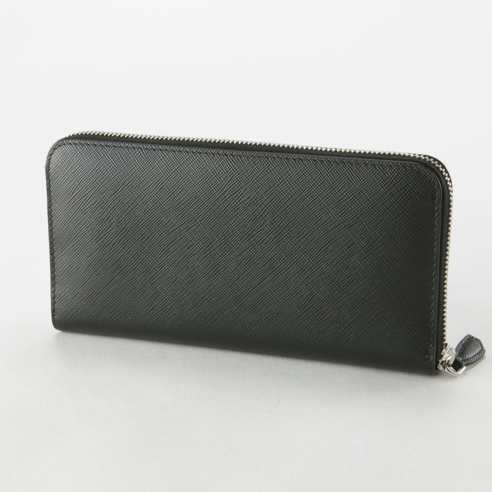 プラダ PRADA 長財布 SAFFIANO TRIANGOLO-レザーロゴラウンド長/NERO