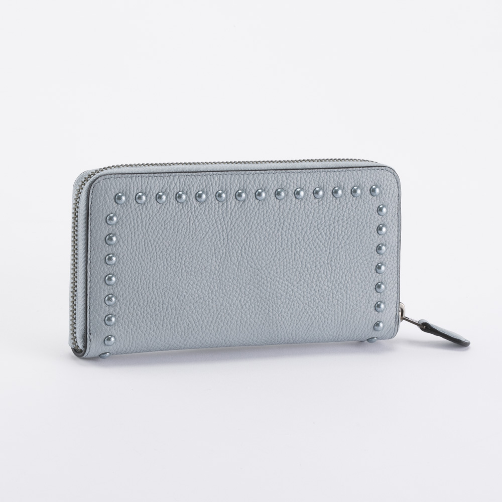 COACH コーチ ラッカーリベットレザーラウンド長 12041/DKPBU ライトブルー【FITHOUSE ONLINE SHOP】