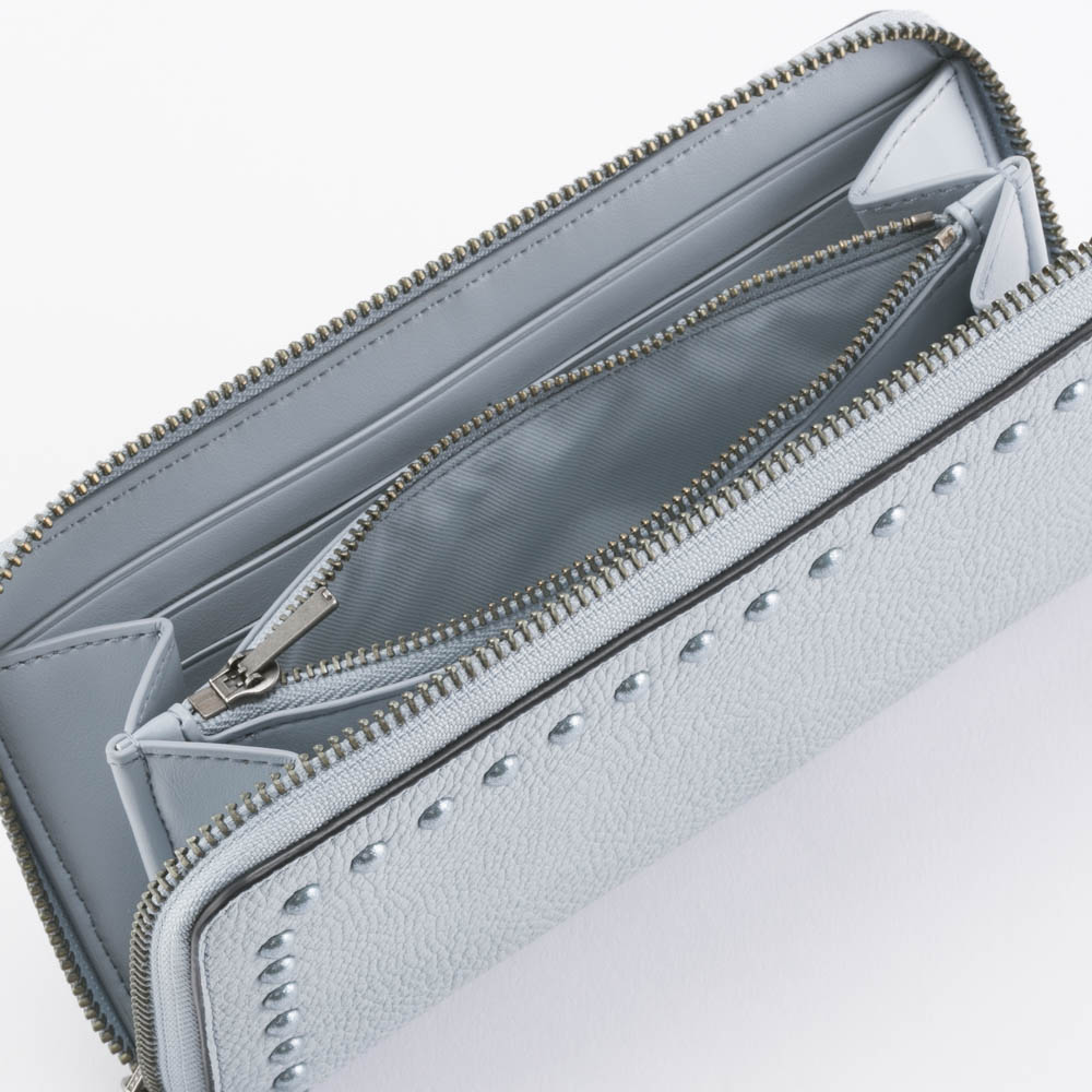 COACH コーチ ラッカーリベットレザーラウンド長 12041/DKPBU ライトブルー【FITHOUSE ONLINE SHOP】