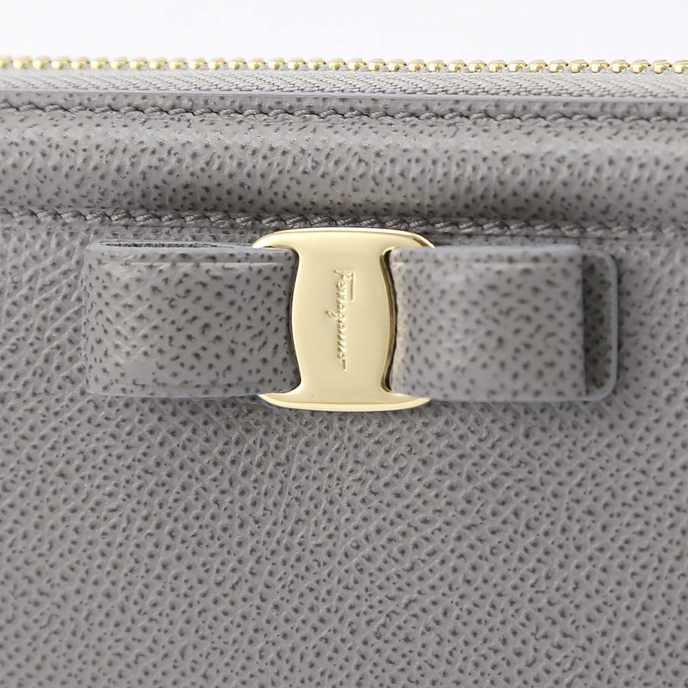 salvatoreferragamo フェラガモ VARAリボン ラウンド長財布 C908-0694574/PA.GR83 グレー【FITHOUSE ONLINE SHOP】