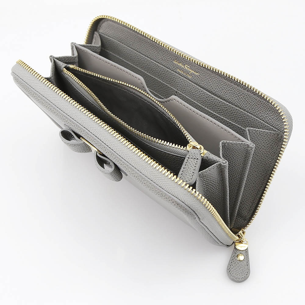 salvatoreferragamo フェラガモ VARAリボン ラウンド長財布 C908-0694574/PA.GR83 グレー【FITHOUSE ONLINE SHOP】