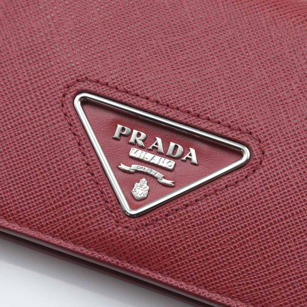 プラダ PRADA 折財布 SAFFIANO TRIANGOLO-レザー折中小銭付/FUOCO プラダ PRADA 折財布 SAFFIANO TRIANGOLO-レザー折中小銭付/FUOCO