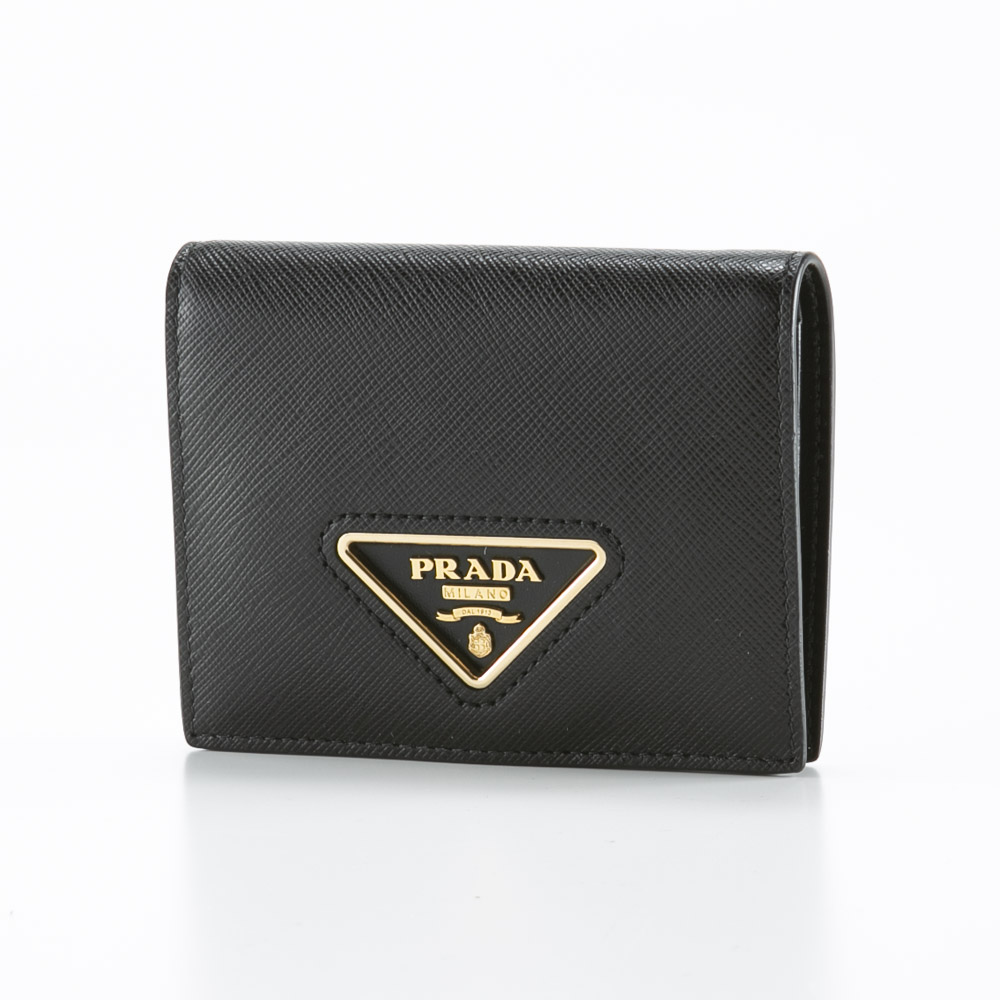 【良品✨】prada プラダ　折り財布 レザー　nero 黒