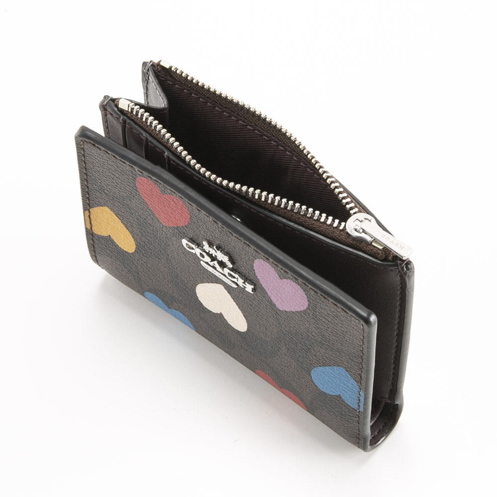 コーチ COACH 折り財布 バイフォールド ウォレット シグネチャー キャンバス ハートプリント CP424【FITHOUSE ONLINE SHOP】