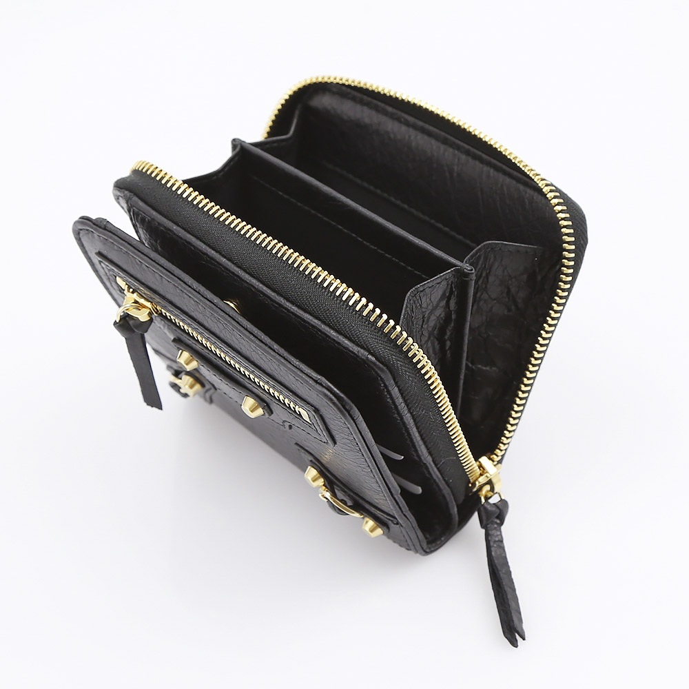 【10％OFFクーポン対象商品】BALENCIAGA バレンシアガ CLASSIC折外ラウンド小銭GD 310699D940G/1000 ブラック【FITHOUSE ONLINE SHOP】