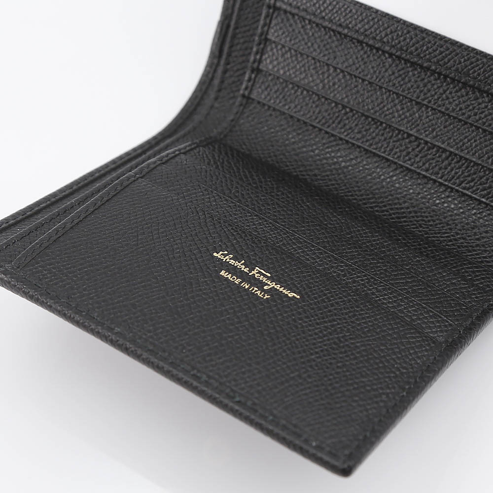 Salvatore ferragamo サルヴァトーレフェラガモ ガンチーニクリップ折外小銭付 C877-0673998/NERO ブラック／ブラック【FITHOUSE ONLINE SHOP】