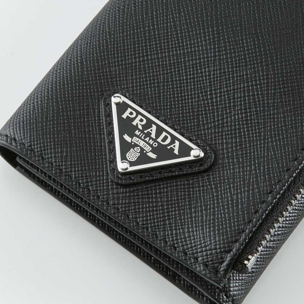 プラダ PRADA カードケース SAFFIANO TRIANGOLO 三折 TINY ストラップ付/NERO 2MR036-QHH【FITHOUSE ONLINE SHOP】