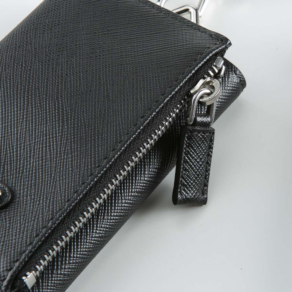 プラダ PRADA カードケース SAFFIANO TRIANGOLO 三折 TINY ストラップ付/NERO 2MR036-QHH【FITHOUSE ONLINE SHOP】