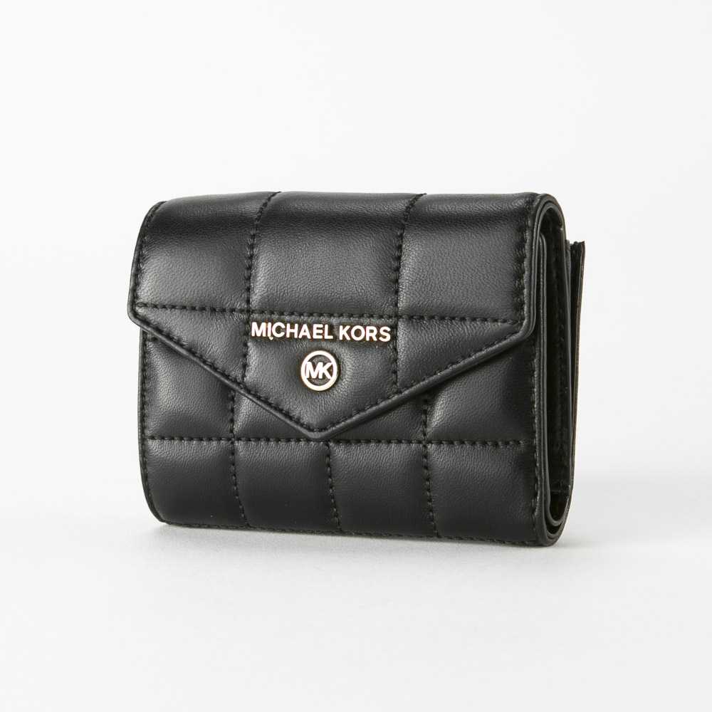 お手軽価格で贈りやすい 新品 MICHAEL KORS メンズ ブラック キルティング レザー 折り財布
