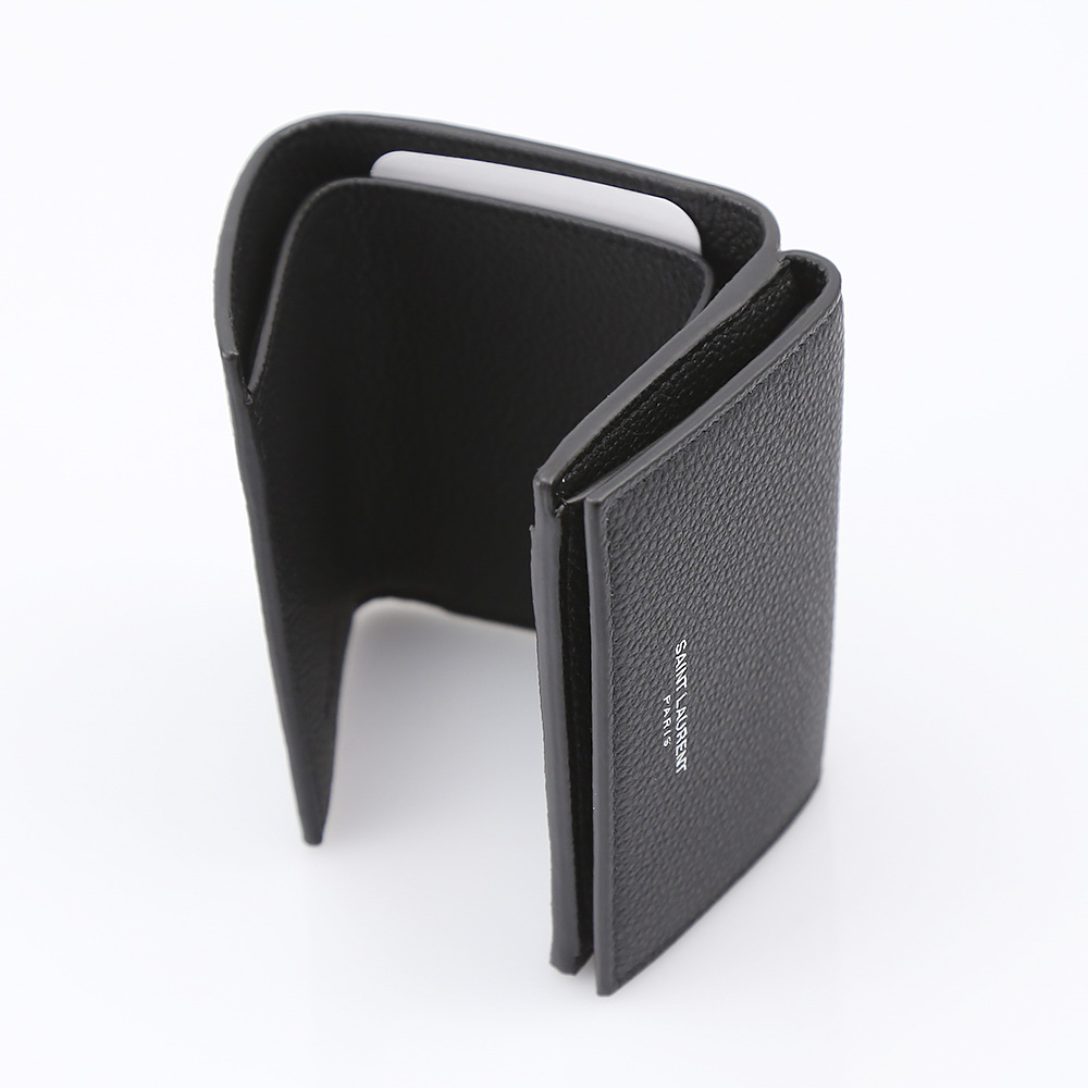 Saint Laurent サンローラン グレインステッチTINY三折ミニ 459784B680N1000 ブラック【FITHOUSE ONLINE SHOP】