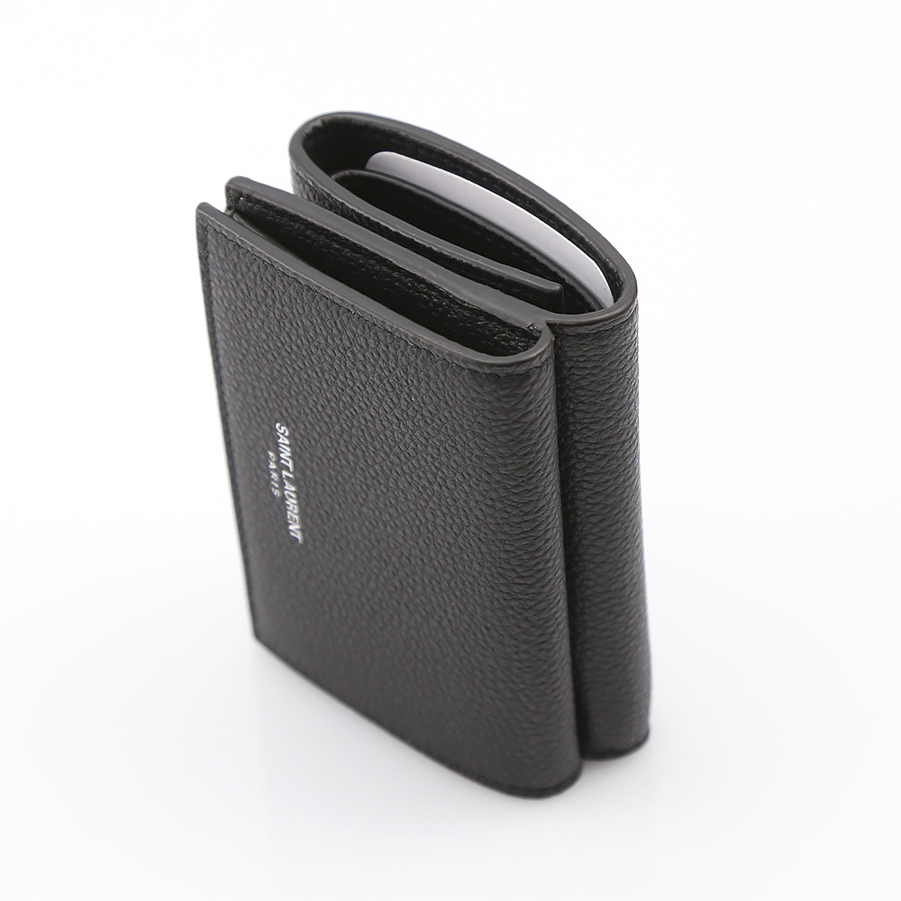 Saint Laurent サンローラン グレインステッチTINY三折ミニ 459784B680N1000 ブラック【FITHOUSE ONLINE SHOP】