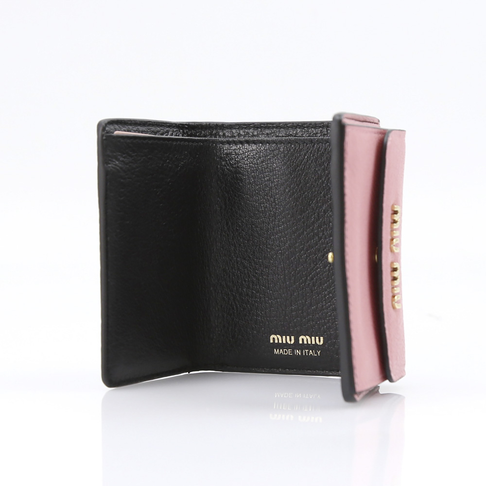 miumiu ミュウミュウ  MADRAS三折財布TINYミニ 5MH020-2BJI/NE-RO ブラック／コンビ【FITHOUSE ONLINE SHOP】