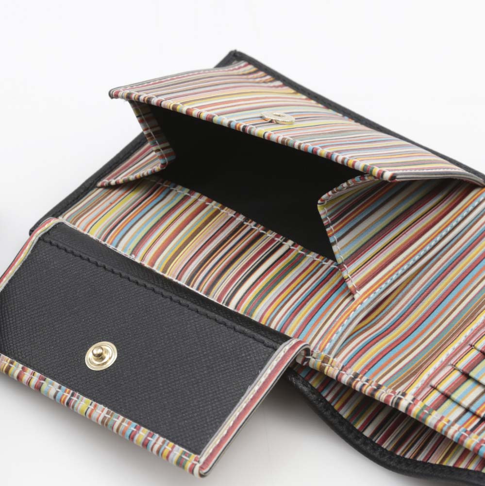 ポールスミス Paul Smith 折財布 SAFFIANO中MULTI STRIPE折小銭付 M1A4833X/AMULTI