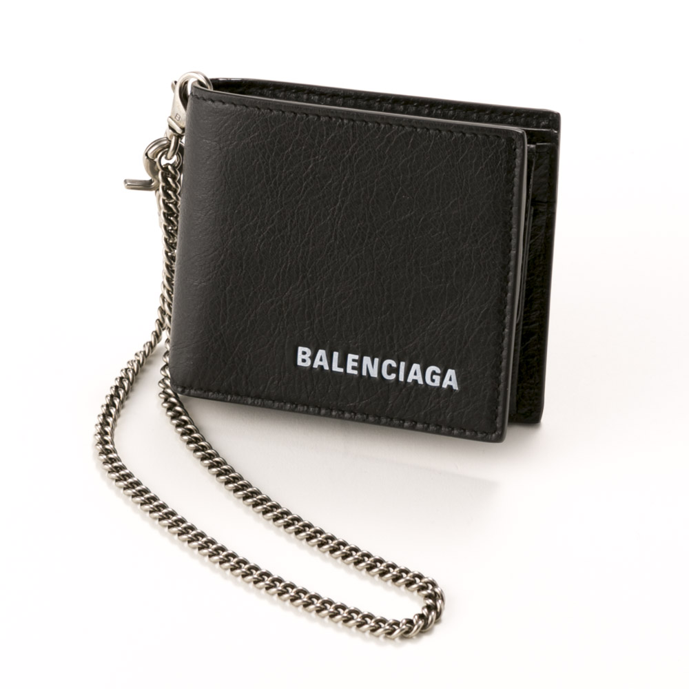 バレンシアガ BALENCIAGA 折財布  EXPLORERラム折小銭+チェーン 504934DB505 1000 ブラック【FITHOUSE ONLINE SHOP】