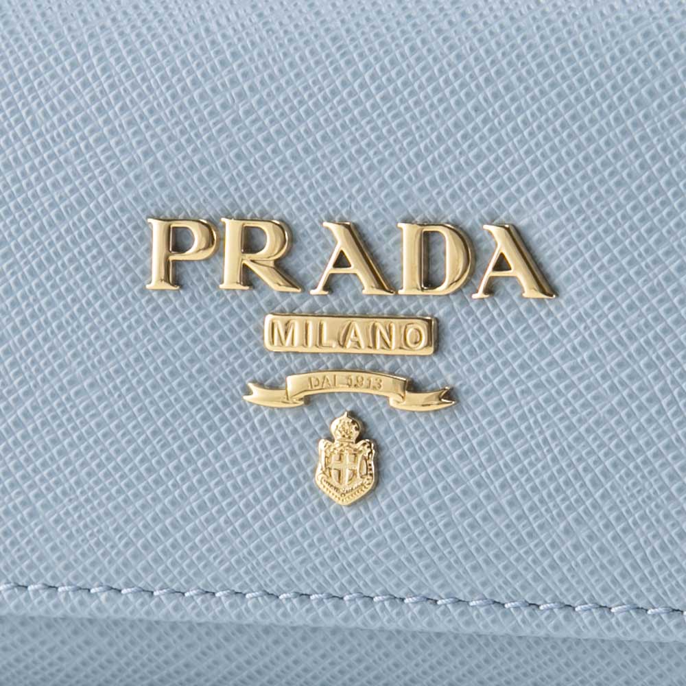 プラダ PRADA キーケース 三つ折り4連 サフィアーノ バイカラー キーリング付き 2023年秋冬新作 1PG004 ZLP