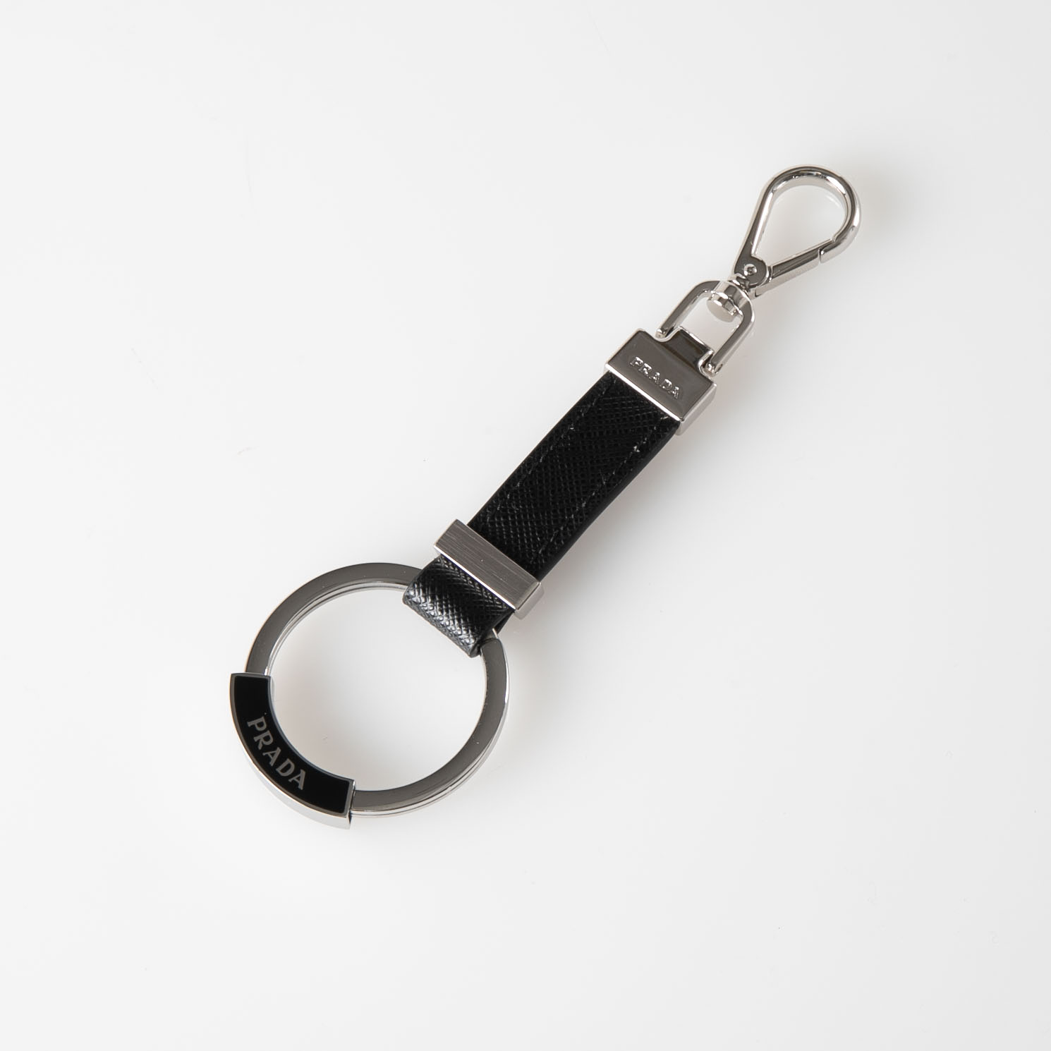 新品 プラダ PRADA キーホルダー サフィアーノ ネロ