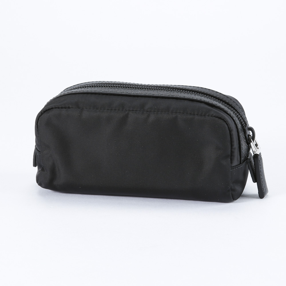 プラダ PRADA ポーチ ReNylon+SAFFIANO 横長ポーチ/NERO 2NA046-2DMH 